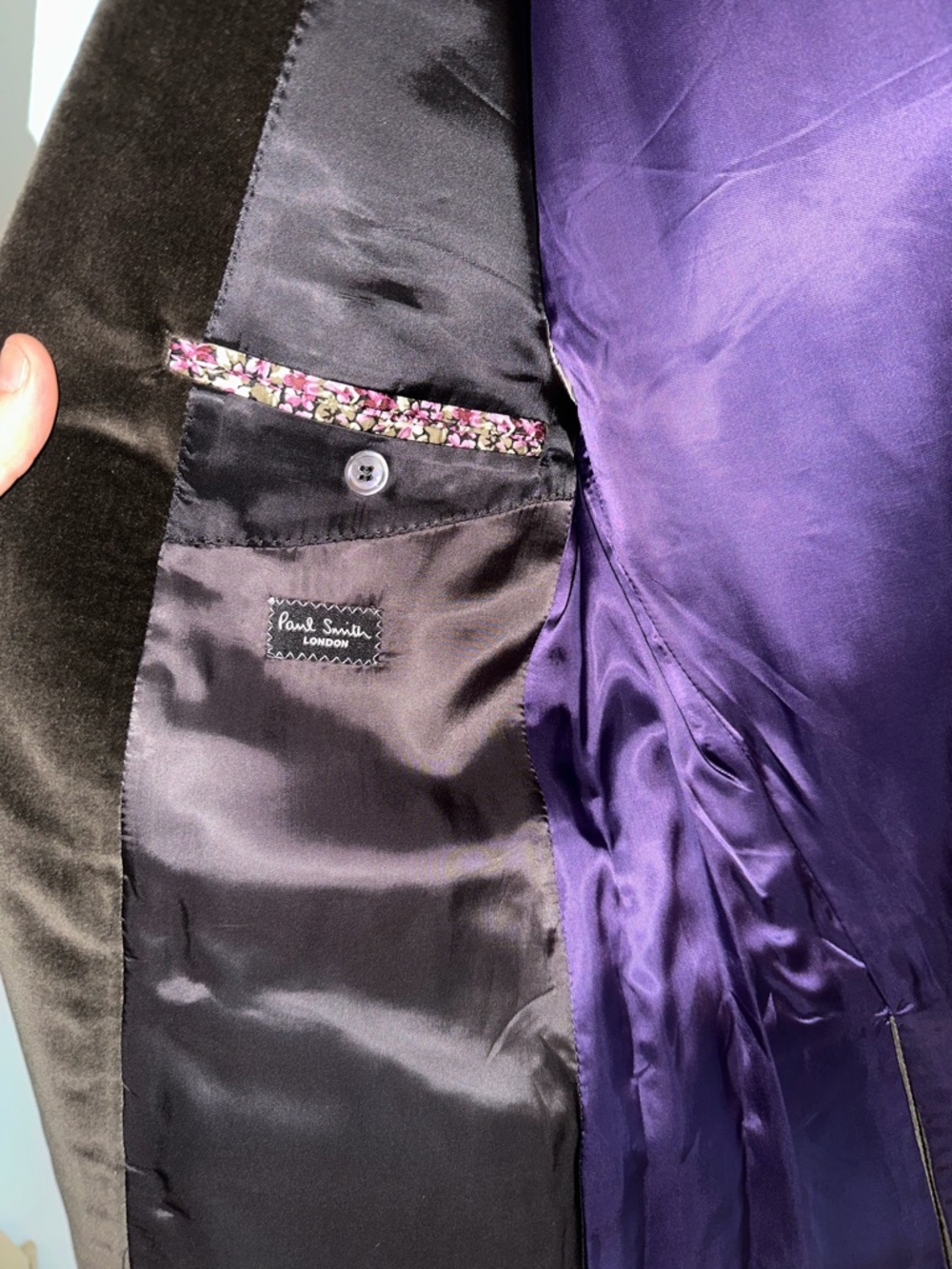 Paul Smith Brown Velvet Jacket with Purple Satin Lining